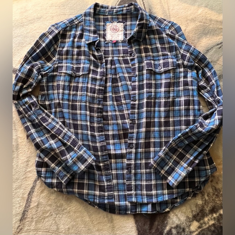 Light blue and green flannel